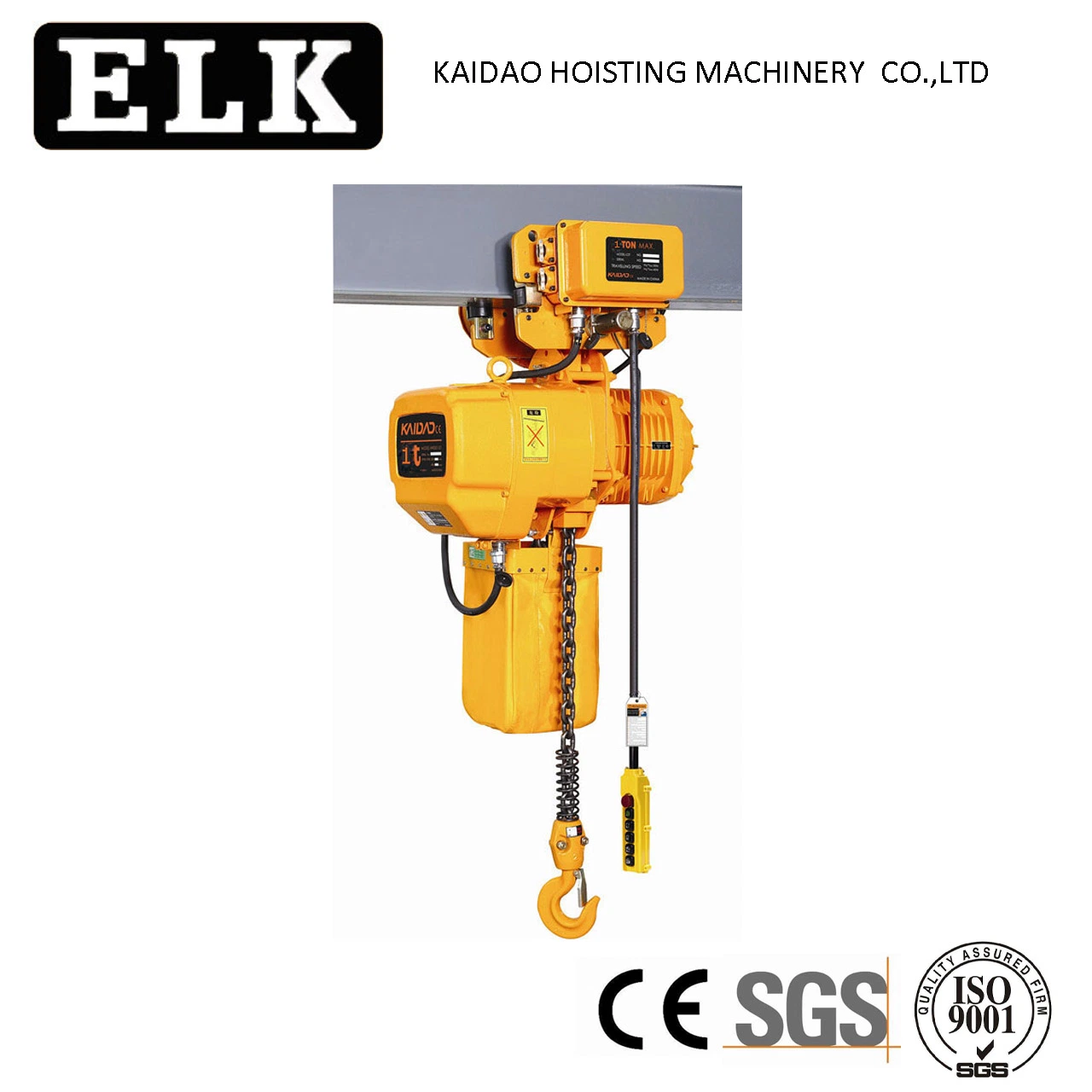 China Manufacturer 1 Ton Chain Hoist with Trolley