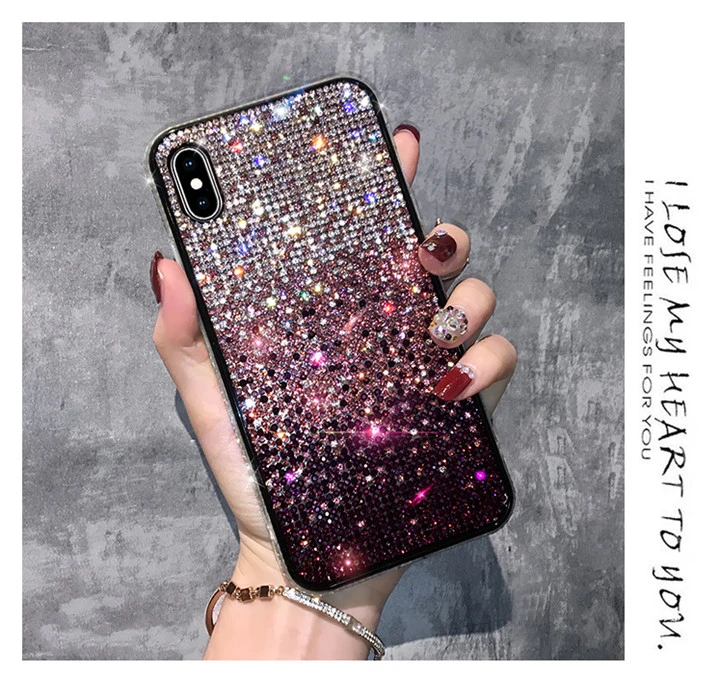 PC006 Sparkle Gradient Glitter Phone 11 Cases Bling Luxury Shiny Crystal Rhinestone Diamond Silicone Bumper Phone Protective Case Cover