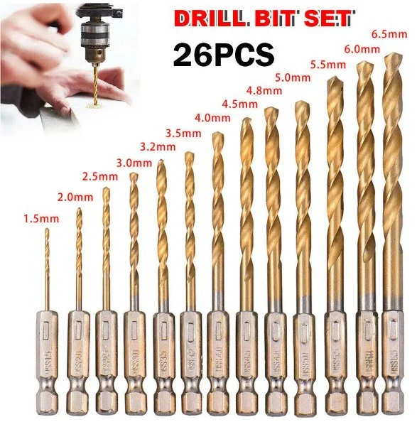 Manufacturer DIN338 Black& Gold Fully Ground Straight Shank Twist Drill Bit