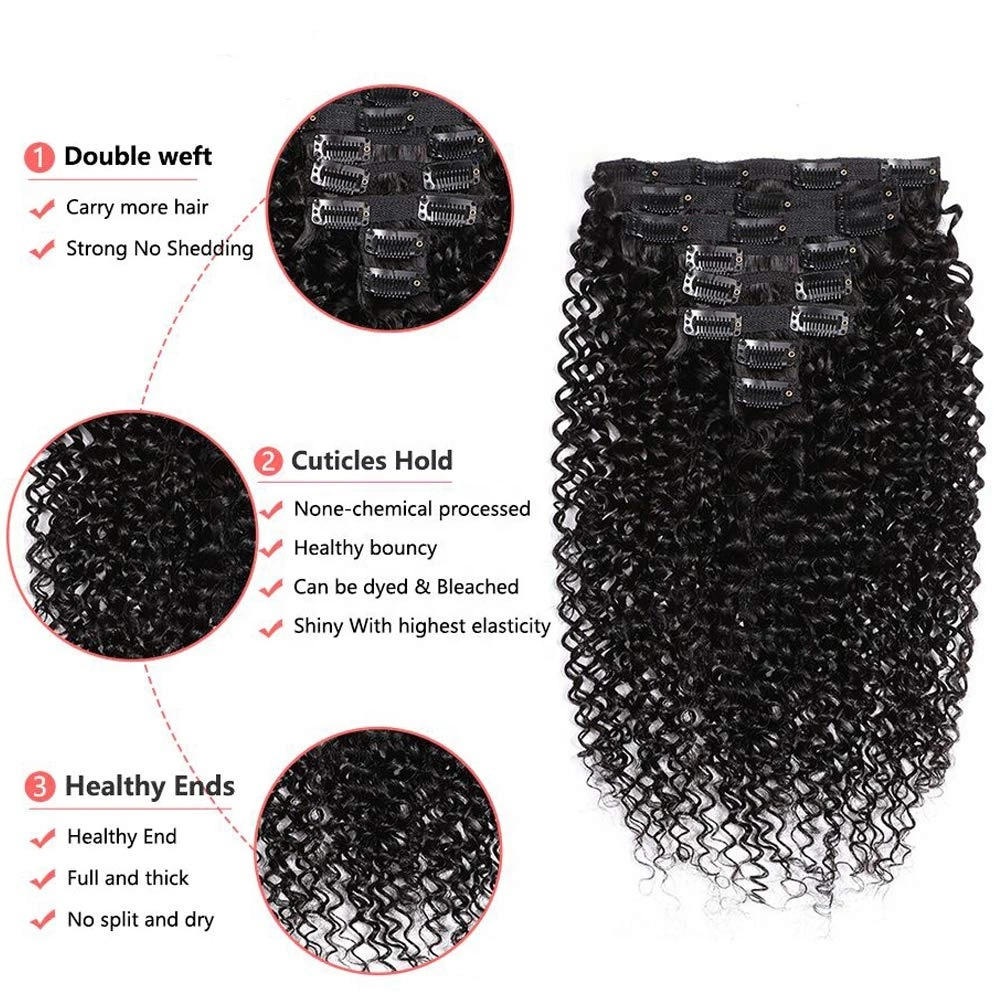 Extensión de cabello humano Kbeth Clip para la Mujer Negra mano atada cabello tejido Remy Custom Yaki recto largo rizado brasileño en bruto de 100 Clip Extensiones de Cabello