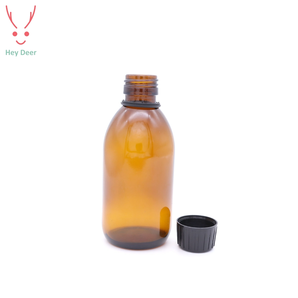 Medical Use Amber Glass Syrup Bottle Liquid Medicine Bottle with Plastic Cap