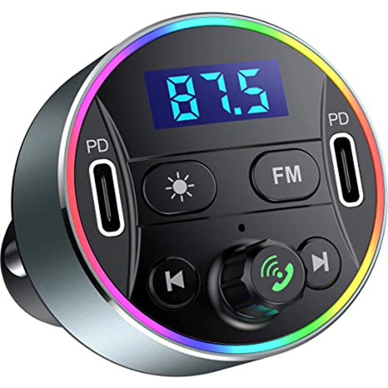 Дисплей со светодиодной подсветкой FM-передатчик Bluetooth автомобильный адаптер комплект громкой связи Bt 5.0 типа 2-C порты зарядное устройство автомобиля музыки MP3-плеер