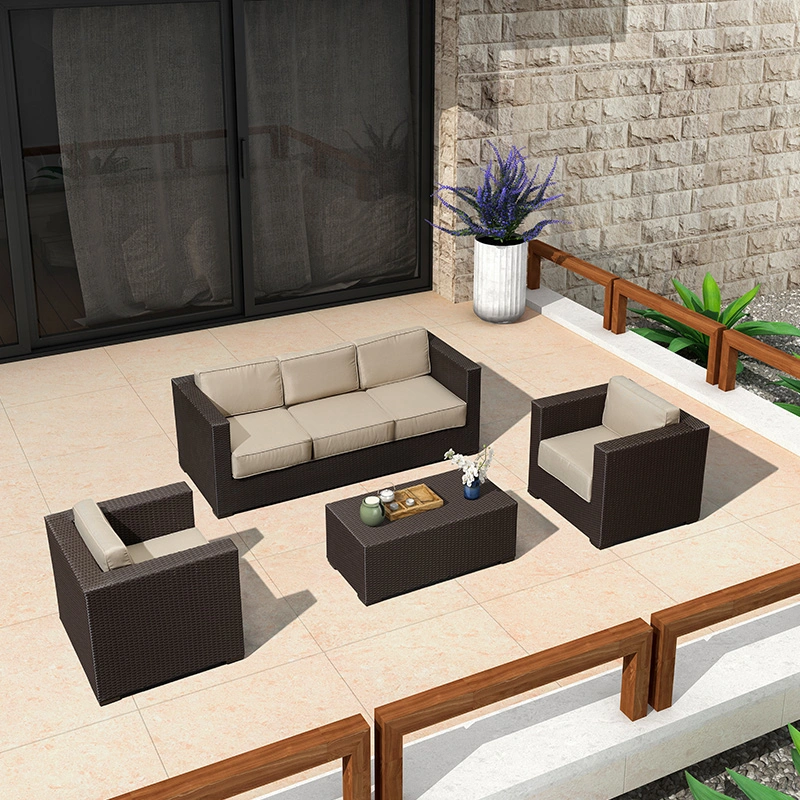 Villa Hotel Outdoor Furniture Courtyard Rattan Sofa