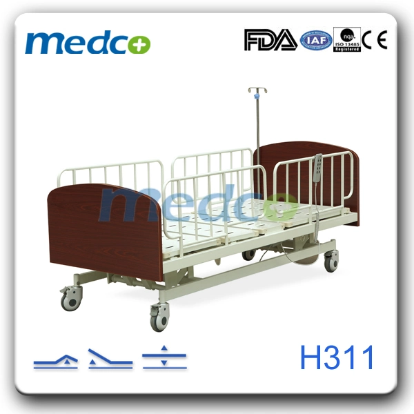 Medical Supplies Height Adjustable Electric 3 Function Home Care Homecare Bed with Mattress