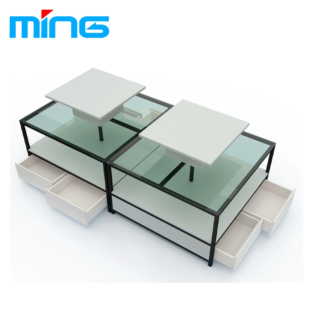 Supermarket Steel & Wood Floor Frame Shelves Beverage Promotion Display Shelves Promption Table for Bowls Dishes