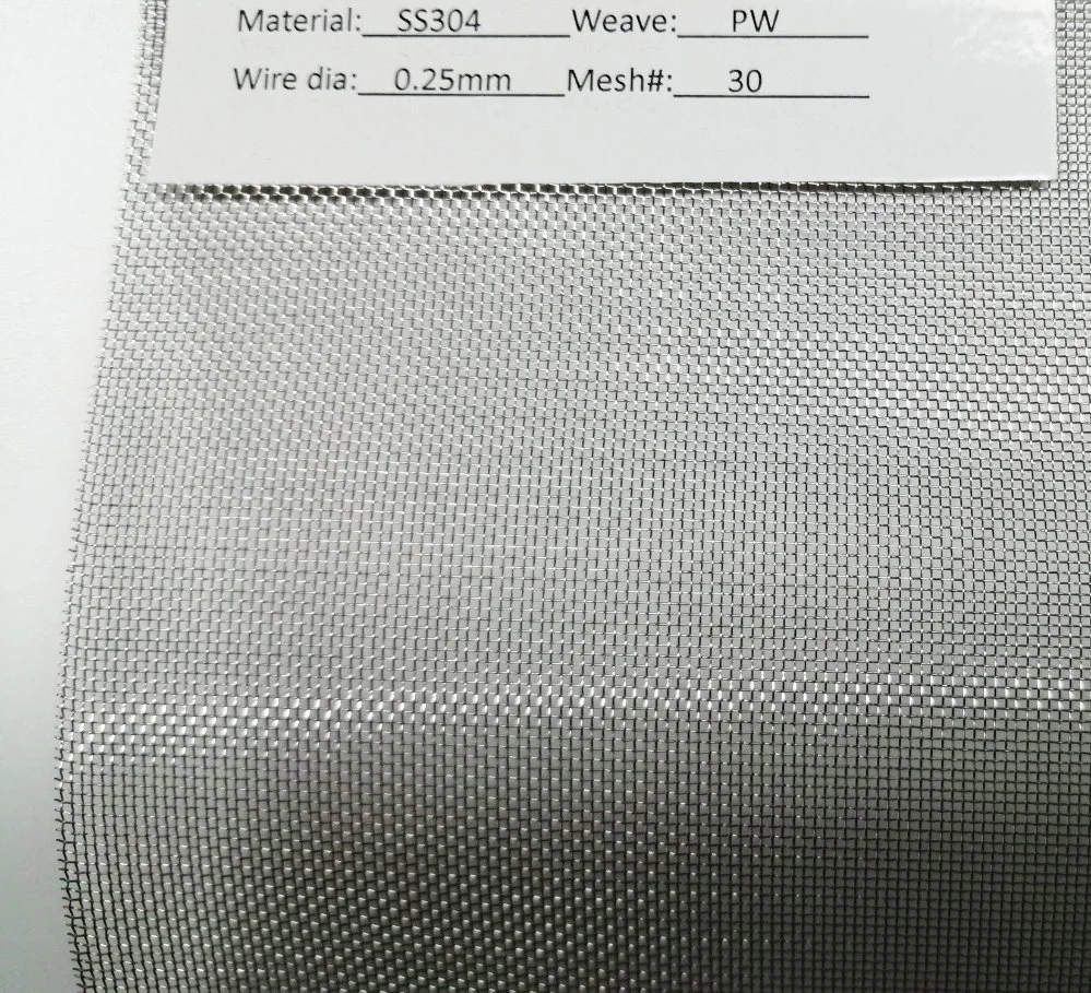 0.25mm 30 Mesh Plain Weave SS304 Wire Mesh Cloth