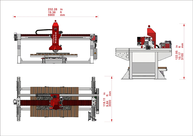 La sagesse du pont de pierre intégrée machines laser La scie de coupe carreaux Machine de découpe pour le Marbre Granit Comptoir de cuisine de quartz avec contrôleur sans fil