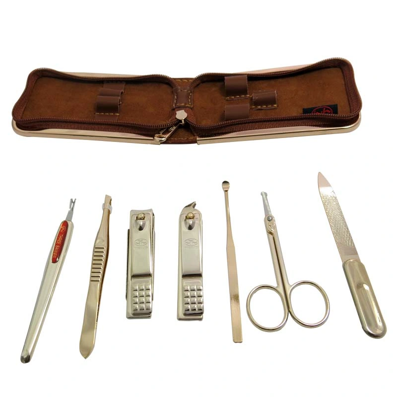 Equipamento de beleza 7 em 1 Mini-Size fácil levar Golden Plating Kit Manicure Set (910TG)