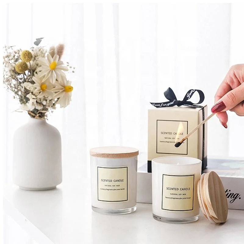 Huajing Private Label Customized Logo Classic Scented Matte White Candle Luxury Candle Jar with Box