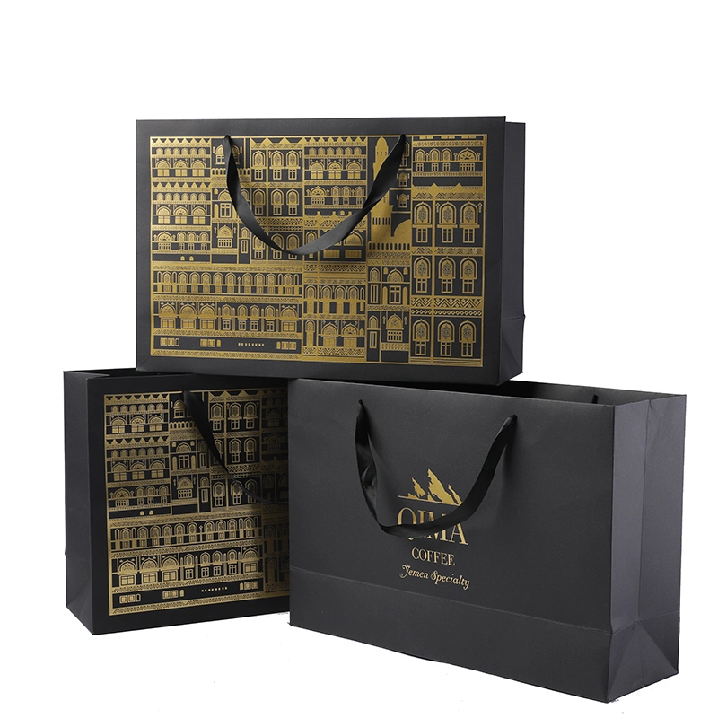 Gold Hot Stampping Paper Shopping Bag for Packaging