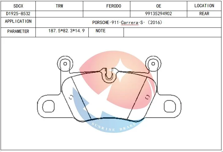 U-Pad Brake Pad D1925-8532 No Noise No Dust for Porsche 911 / 911 Convertible / 911 Targa