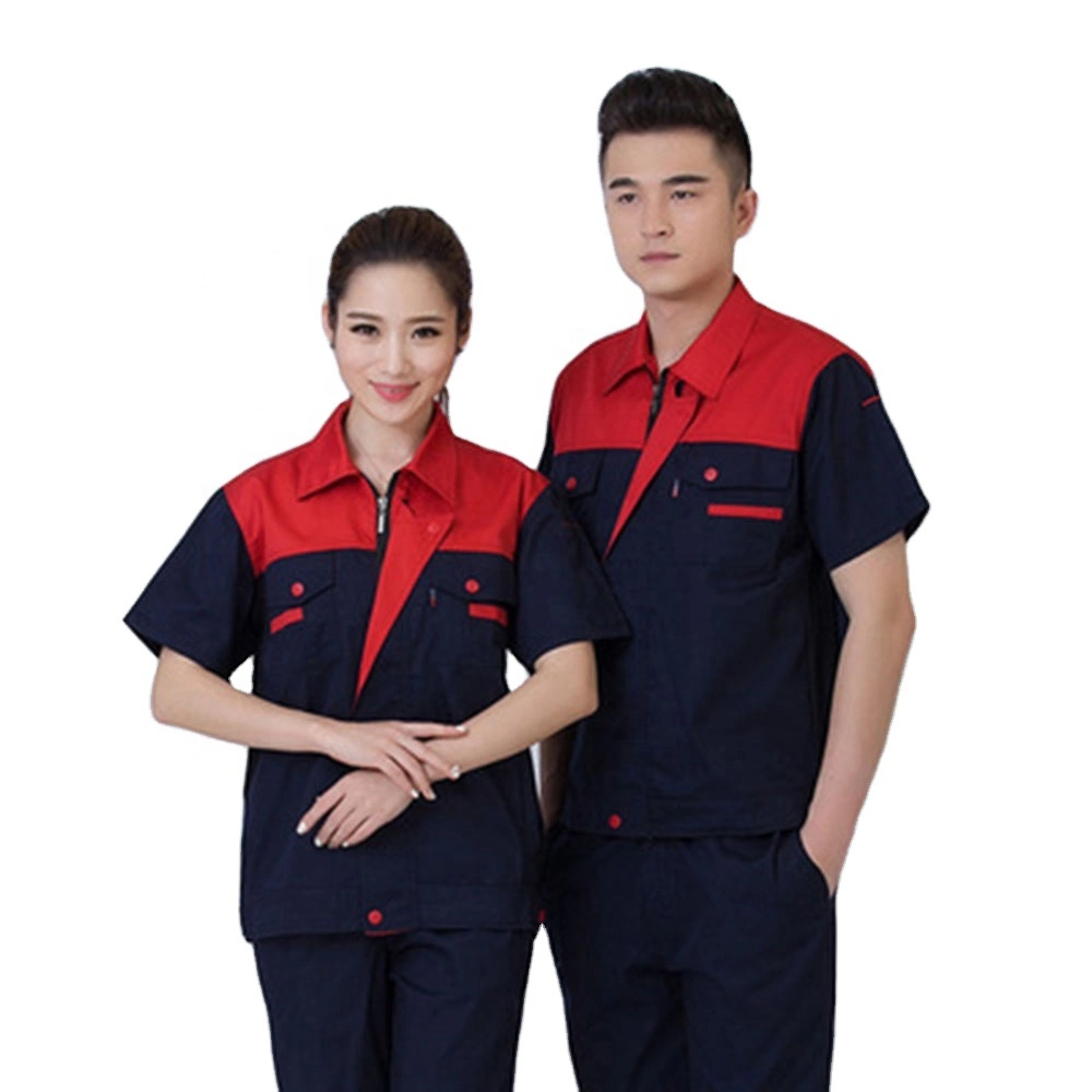 Short Sleeve Uniform Building Mining Clothing Mechanic Factory High-Quality Suit Wear-Resisting Labor Protection OEM Cotton Breathable Summer Sets Workwear