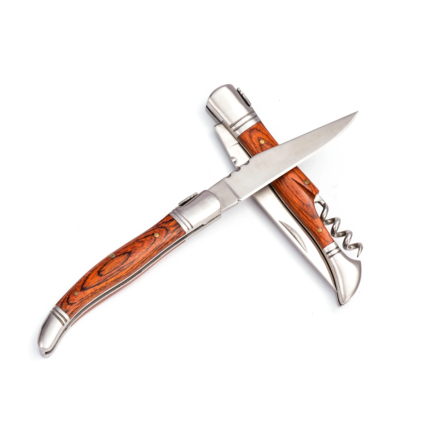 4.5 Inches Classical Laguiole Folding Knife Wine Corkscrew with Pakka Wood Handle