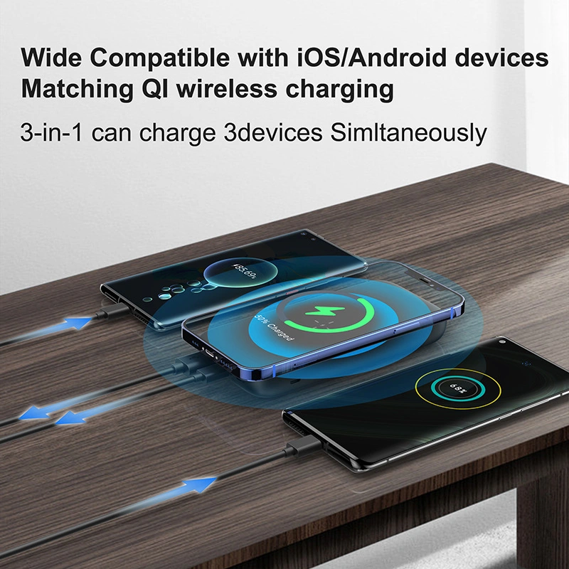 C1016W 15W Wireless Charger 10000mAh Power Bank Pd 20W / QC 22.5W Portable Charger Cell Phone External Battery Pack with Indicator Lights