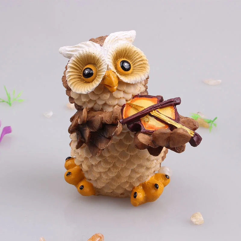 Lovely Eyeglass Glasses Holder Owls Design Crafts Stand Home Resin Sculpture Decorations