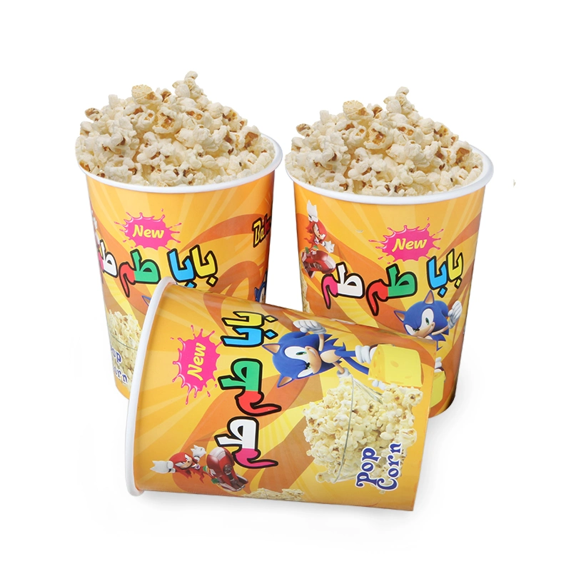 Custom Printed Eco Friendly Paper Popcorn Family Bucket Bowl Cup