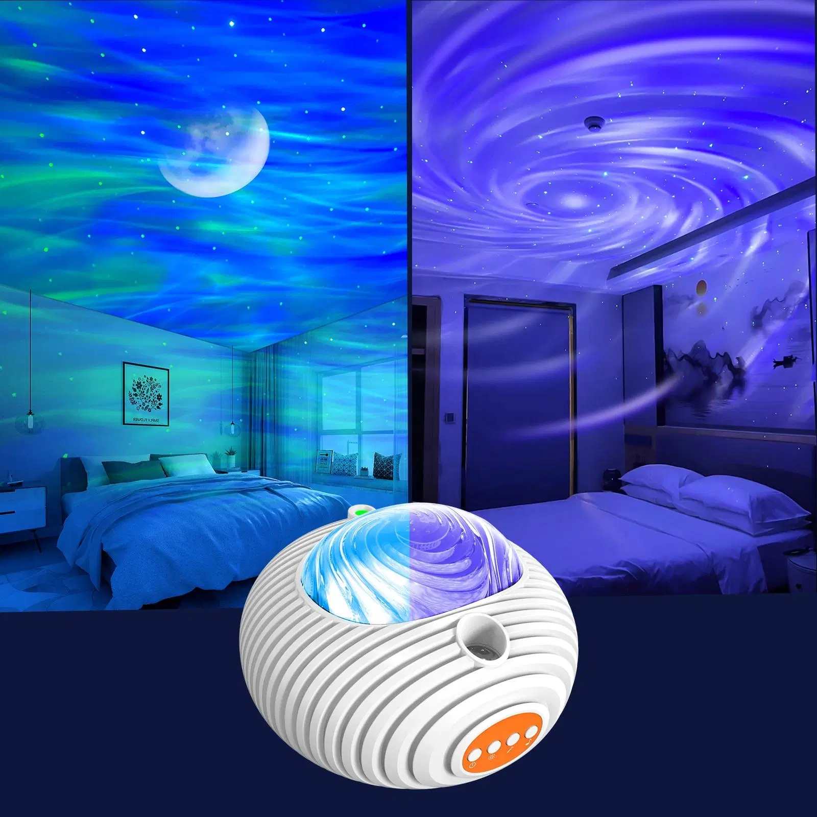 Double Effects Music LED Sky Star Moon Starry Projector Night Light Galaxy Projection Lamp for Kids Gift