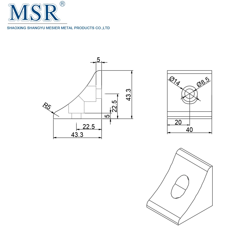 Trou de Msr Chinamanufacturer 2 4545h strong support pour le profil aluminium extrudé