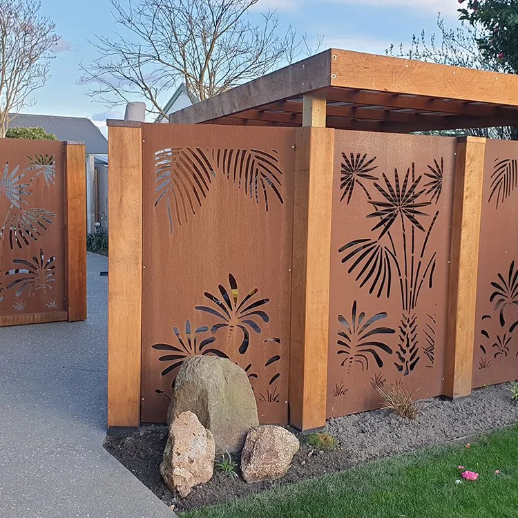 Decorative CNC Laser Cut Metal Panels Carved Corten Steel Garden Screen