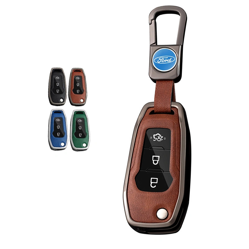 Hot Sale Accessoires De Voiture de protéger la clé en métal cuir TPU Clé de voiture pour Ford de cas