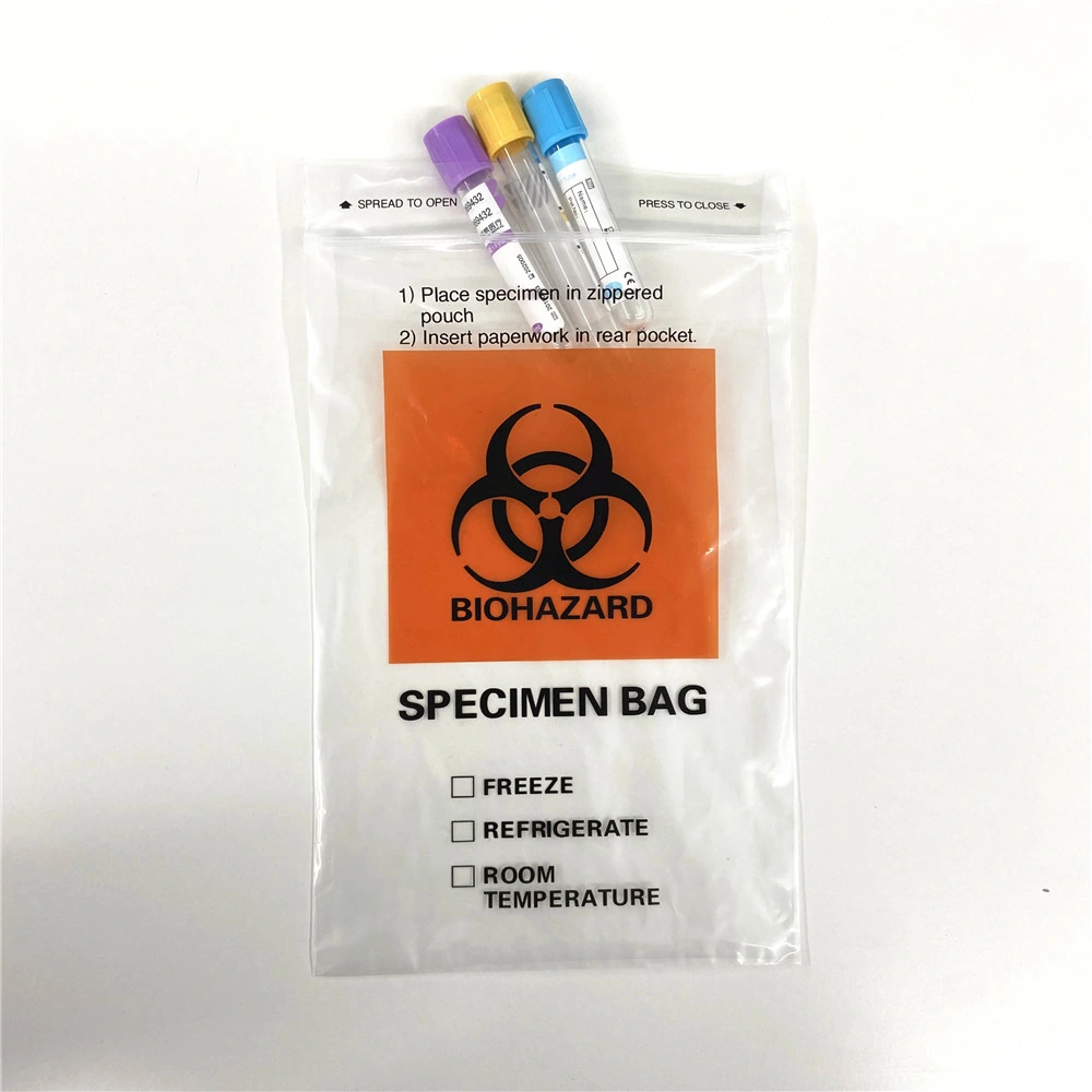 Medical Packing Ziplock Sealing Plastic Laboratory Pathology Biohazard Specimen Transport Zipper Packaging Bag
