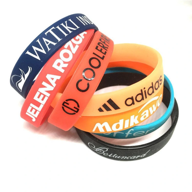 Promotion Gift Debossed Printing Glow in Dark Silicone Bracelet with Logo