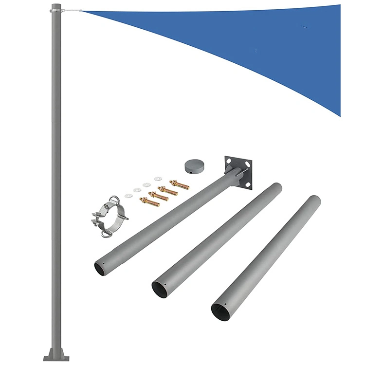 JH-Mech se extiende a 9 pies de acero Post OEM Shade Sail Dosel exterior Rust-proof Metal Sun Shade Sail Pole