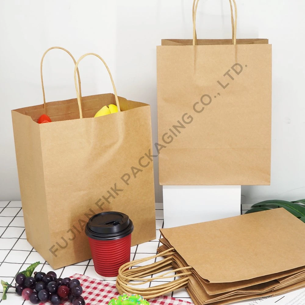 FDA/UE Eco-friendly papel llevar Compras Bolsa Kraft