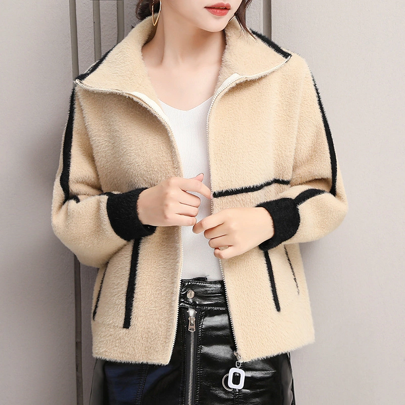 Imitation Mink Velvet Short Coat Women's Autumn Korean Version Loose 2023 New Sweater Women Cardigan Knitted Women's Wear