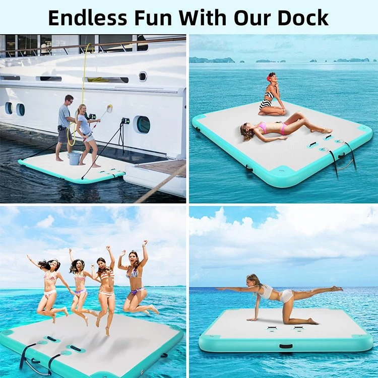 La plataforma base inflable 6FT/8ft/10ft/12ft balsa flotante Dique Flotante inflable con bomba de aire y Bolsa de transporte