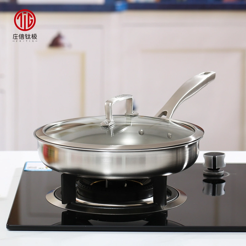 Long Handle Titanium Induction Egg Non-Stick Frying Pan with Glass Lid