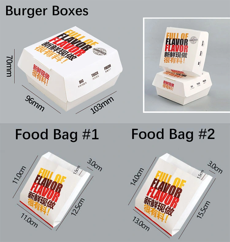 Wholesale/Supplier Print Disposable Biodegradable Kraft Paper Fast Food Chips Packing Hamburger Burger French Fries Packaging Box OEM ODM