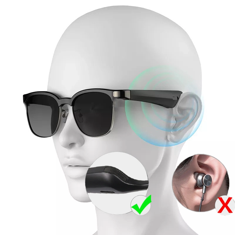 Prueba de rayos UV Vocie Assistant gafas polarizadas de auriculares BT Auricular con micrófono inalámbrico portátil gafas de deporte