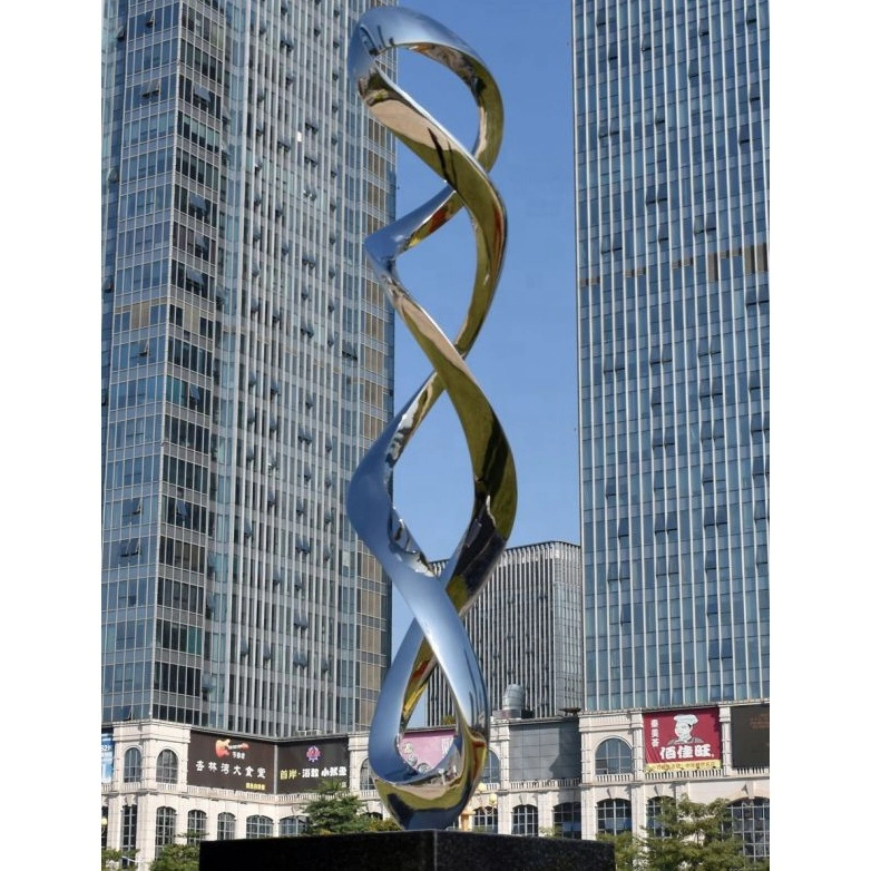 Abstract Curve Line Hotel Resort Decor Tall Handicraft Metal Garden Huge Sculpture