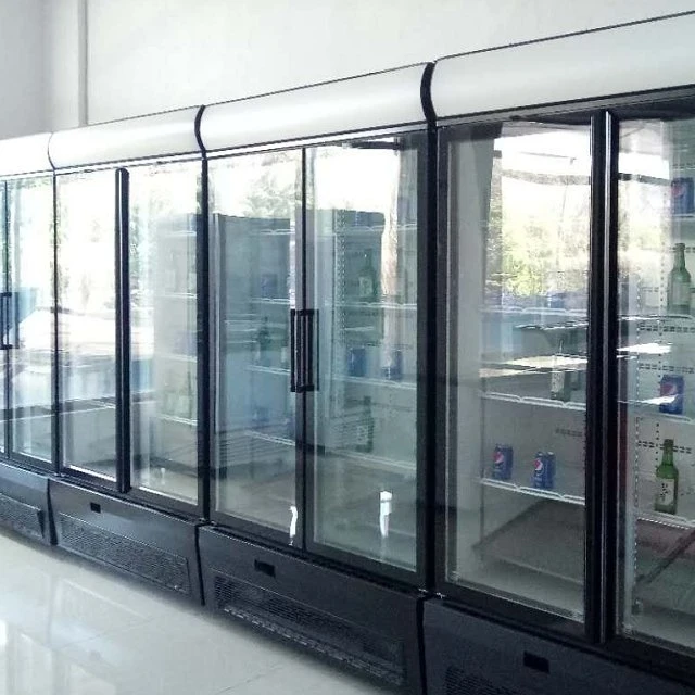Refrigerador vertical refrigerador comercial puerta de vidrio vitrina Refrigerador de refrescos de pantalla