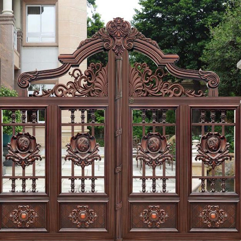 High quality/High cost performance House Main Decorative Gate Designs Villa Garden Yard Entrance Double Swing Metal Gates Main Wrought Iron Gate