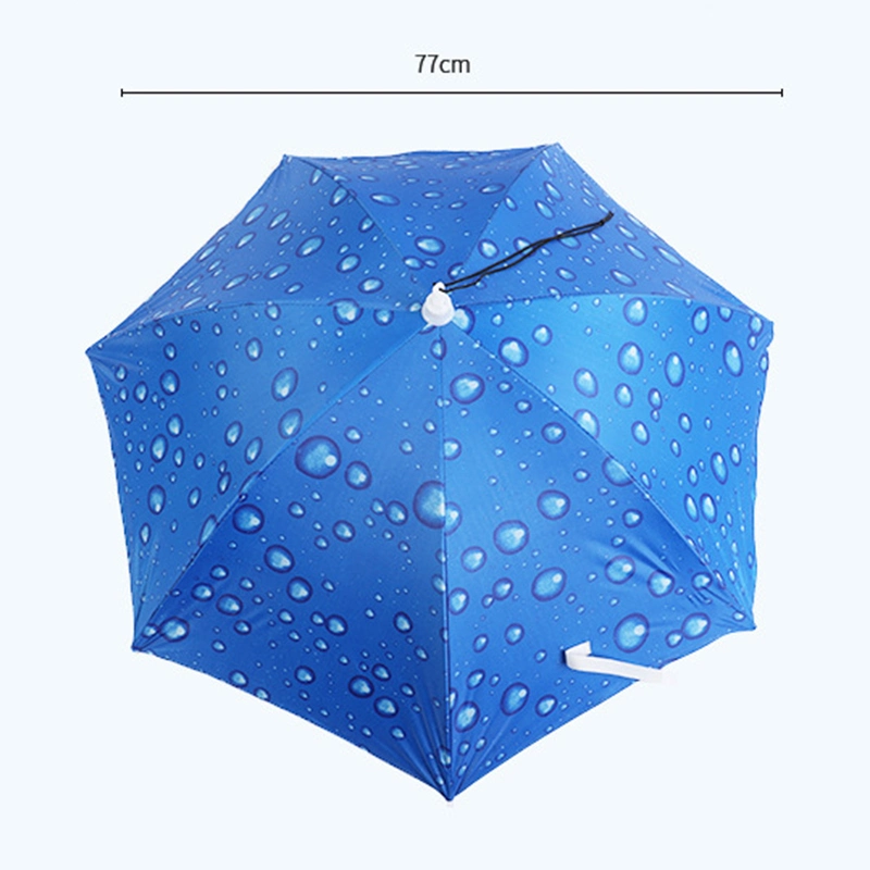 1 Dollar Blue Drop UV Silver Promotional Products Hat Cap Umbrella, Head Wear Portable Travel/Hiking/Beach/Fishing Sun Mini Umbrella