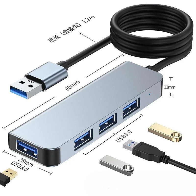 Splitter 4 puertos USB3.0 Hub con 1,2 m de cable largo