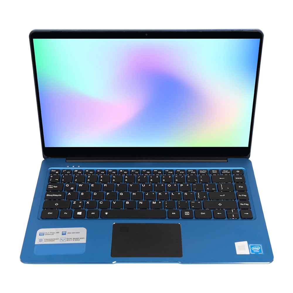 Ordinateur portable en métal 14,1 Clavier espagnol de l'écran du panneau de verre avec cadre étroit de 4,5 mm 8 Go de RAM PC portable prêt à l'éducation ordinateur portable de stock