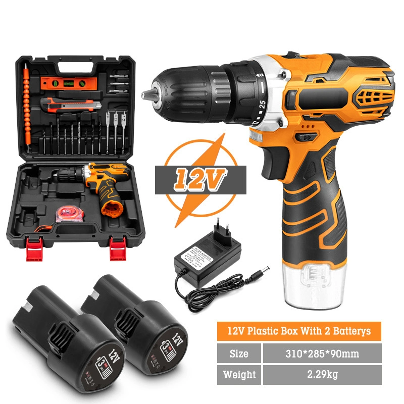 Cordless Drill Set, Power Drill 59PCS with 3/8 Inch Keyless Chuck, 25 3 Clutch Electric Drill