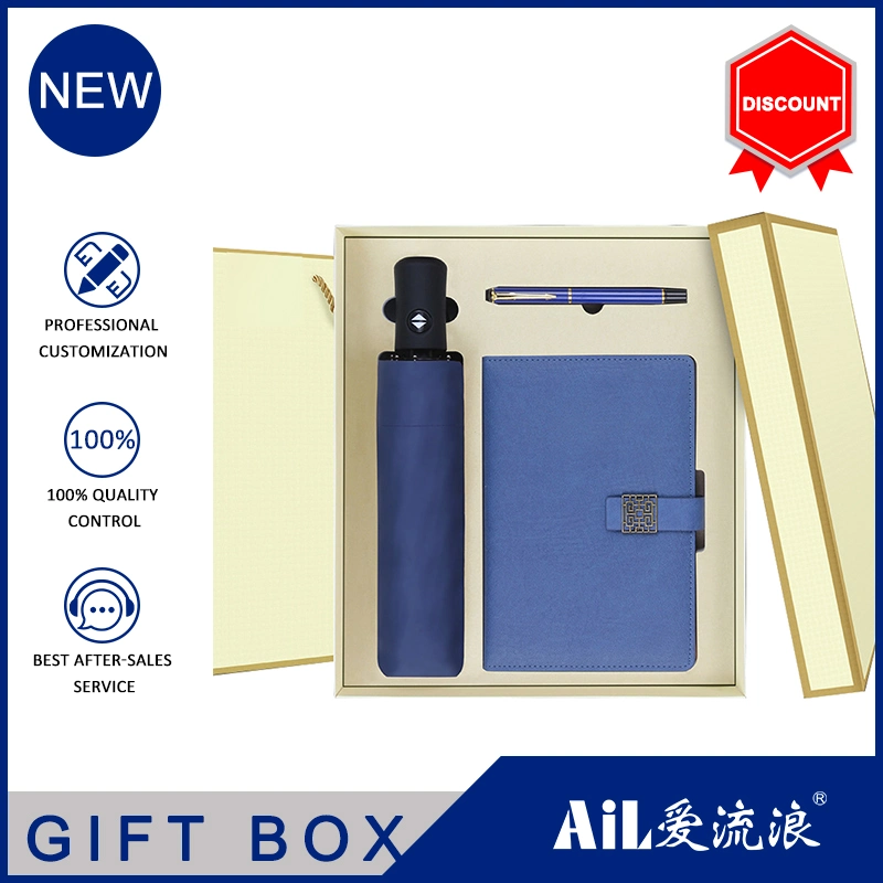 Custom Business Gift Sets Umbrella Vacuum Cup Notebook Pen Set