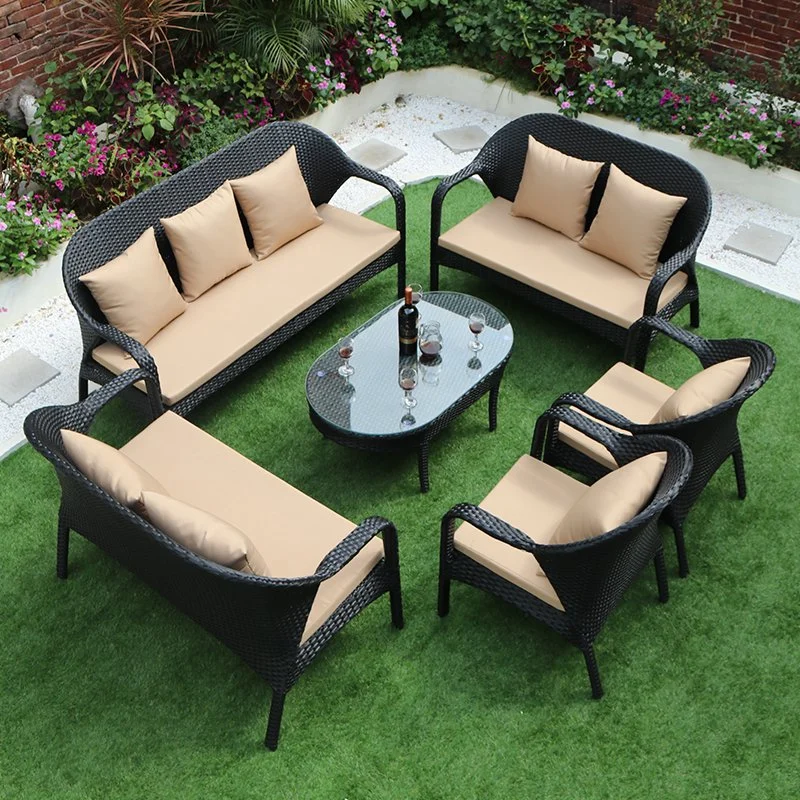 Factory Wholesale/Supplier 1+1+2 Coffee Table Sets White Wicker Furniture Outdoor