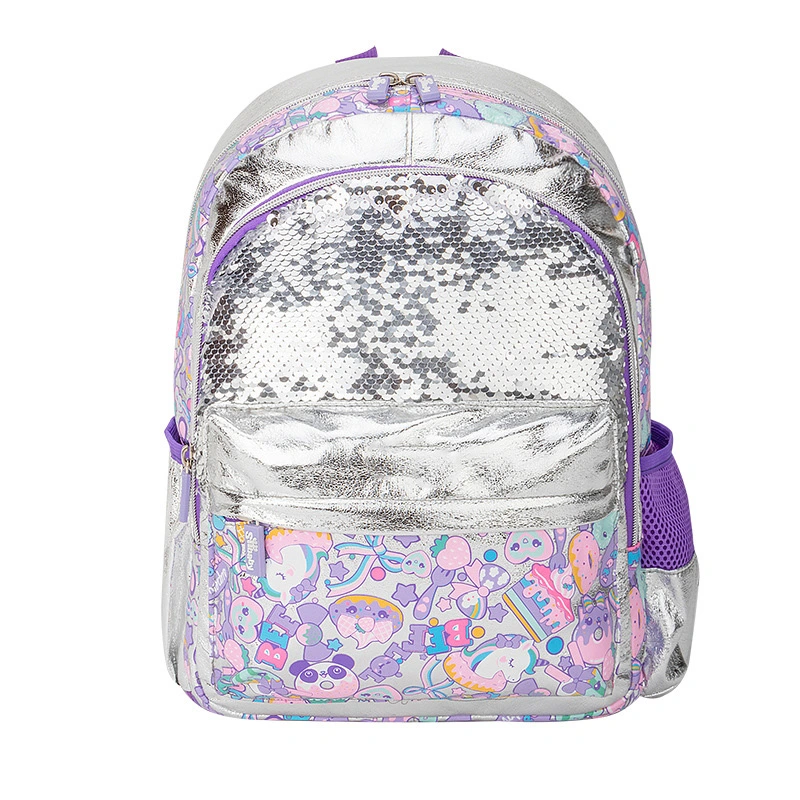 Conjunto de sacos escolares de fábrica da BSCI novo conjunto de mochila para estudantes Sequin Sublimação