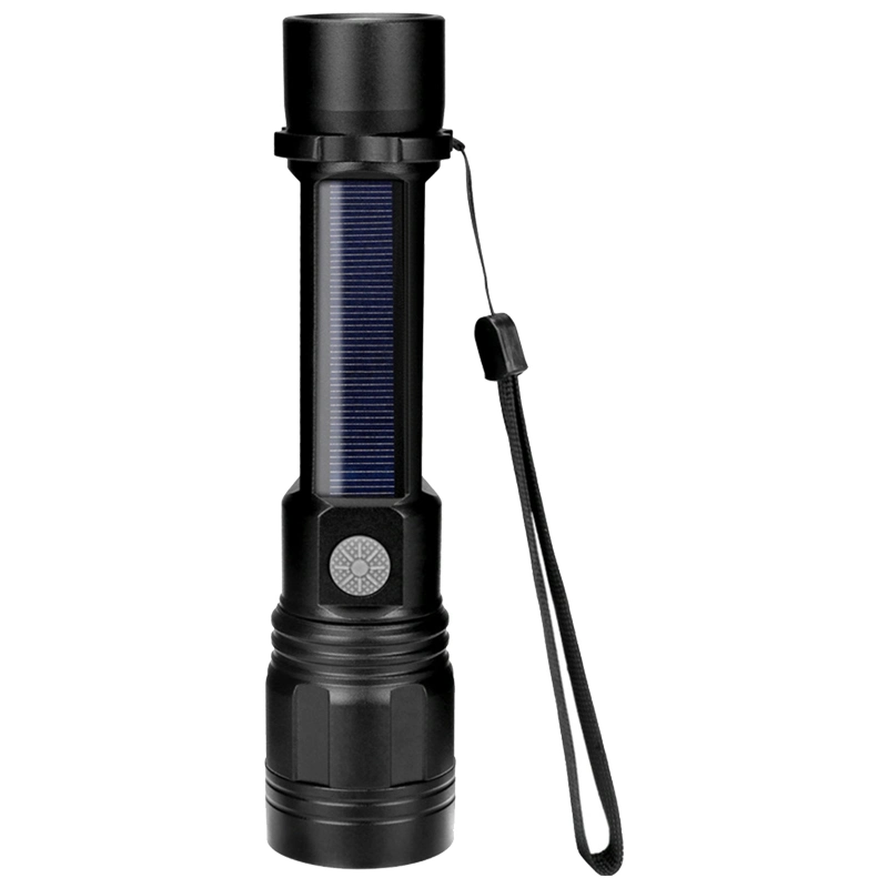 Wholesale/Supplier Solar Torch Light with Compass LED Multifunctional Torch Lamp with Zooming Adjustable USB Charger LED Flashlight Camping Hiking Walking