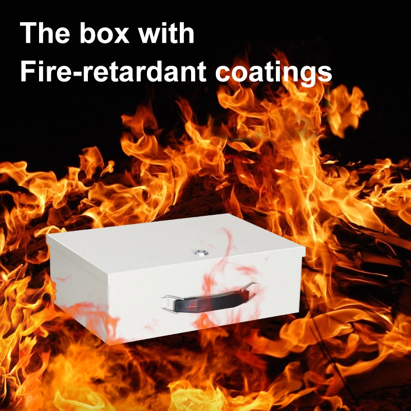 White Small Fire Resistance Security Chest Document Safe Storage Box Valuables Box Fireproof Safe Box with Lock