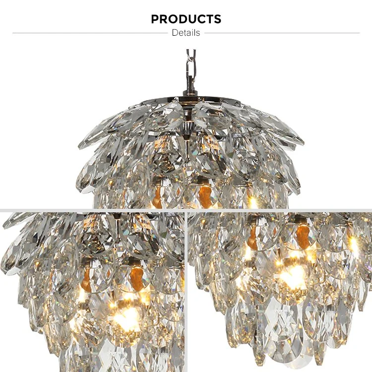 Factory Wholesale Modern Style Wrought Iron Frame Cute Elegant Small Crystal Pendant Lamp