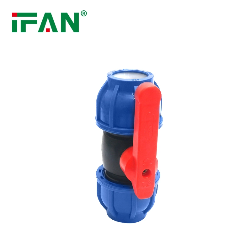 Red Handle HDPE PVC PP PE Pipe Compression Fittings Ball Vavles