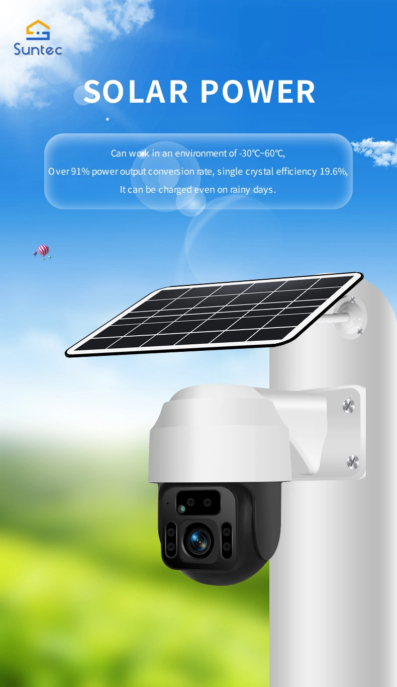 Dome 1080P Solar Outdoor CCTV Camera WiFi/4G PTZ Video Camera Security Solar Battery Powered