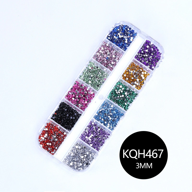 12 Grid Nail Art Accesorios conjunto completo arco forma nudo Diamantes Mixed Pearl Peach Heart Sequins Nail Art