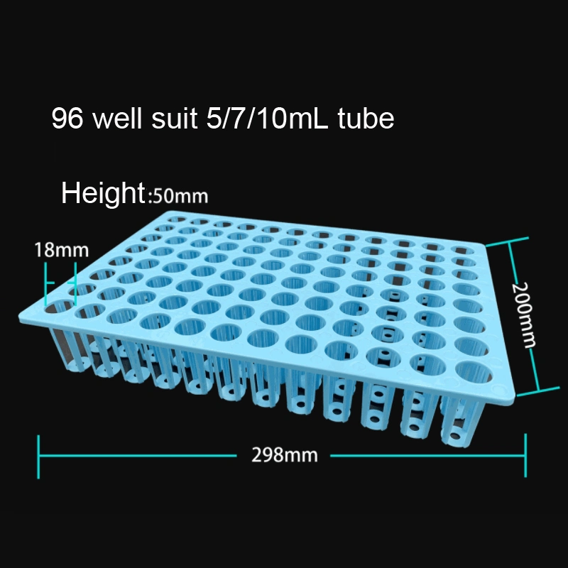 Laboratory Medical PP Plastic 10ml 18mm 8*12 96 Wells Virus Sample Transport Medium Vtm Vtm-N Test Tube Holder Rack Display